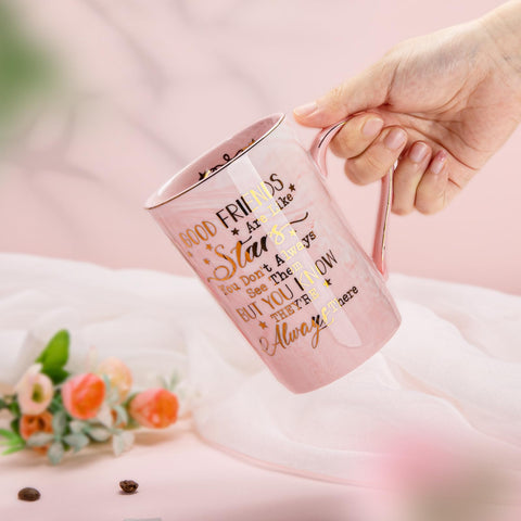 Biching mug handle and gold rim detail elevates the gift experience.