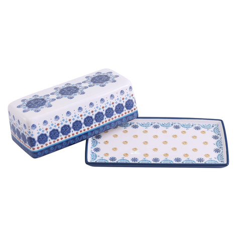 Bico Blue Talavera ceramic dish showcases a durable glossy glaze