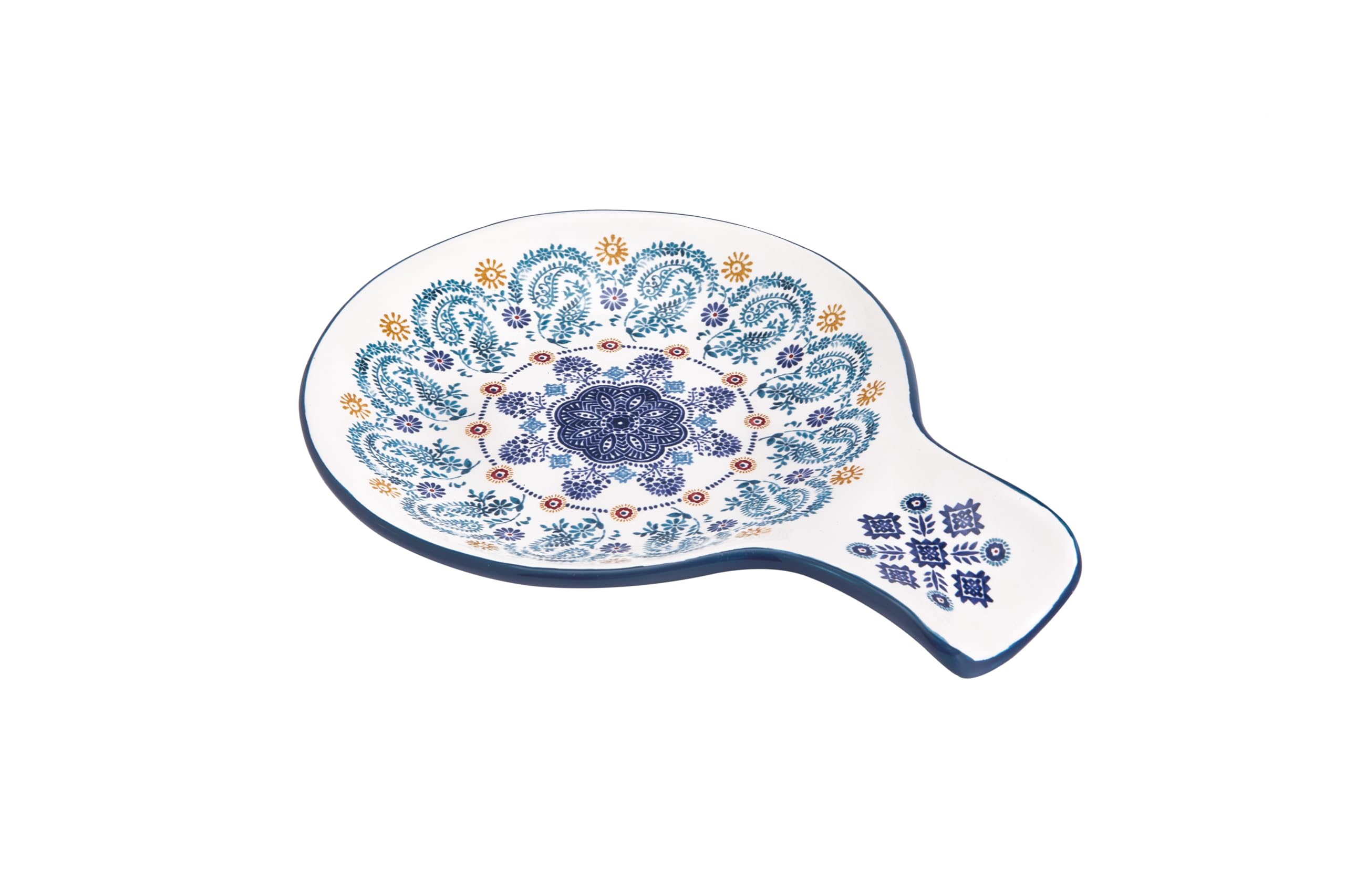 Bico Blue Talavera spoon rest on stove top keeps counters clean for spoons
