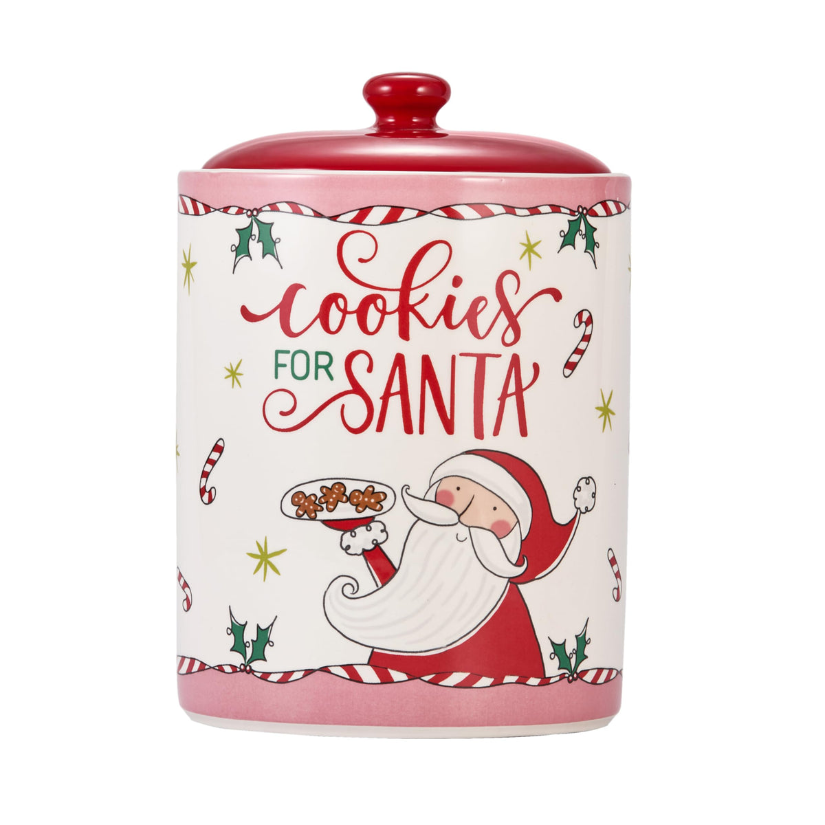 Bico cartoon Santa ceramic cookie jar with 9-inch height, ideal for festive display.