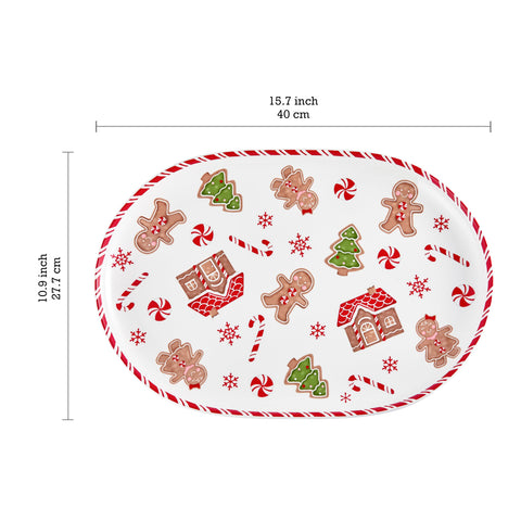 Bico gingerbread man 12-inch ceramic platter, ideal for small gatherings.
