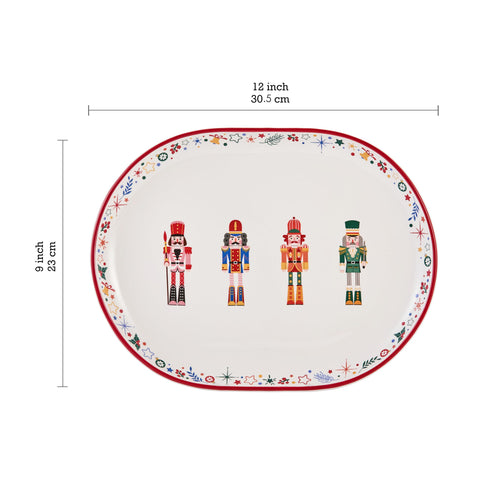 Bico Christmas Soldier 12-inch oval platter ideal for appetizers, sides, and intimate gatherings.