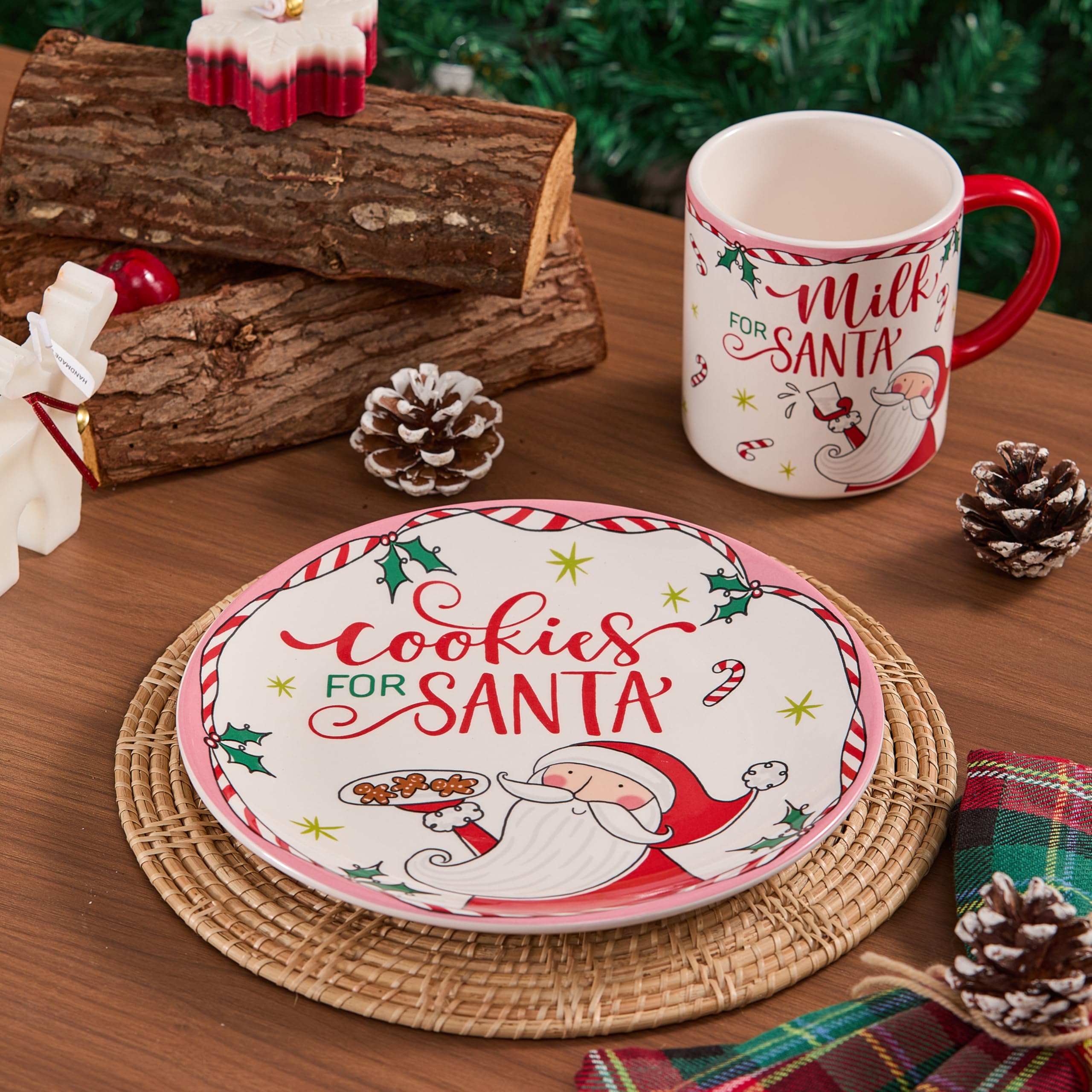 Bico Christmas table setup featuring the Santa dishware