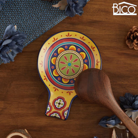 Durable lead-free ceramic spoon rest by Bico for daily use
