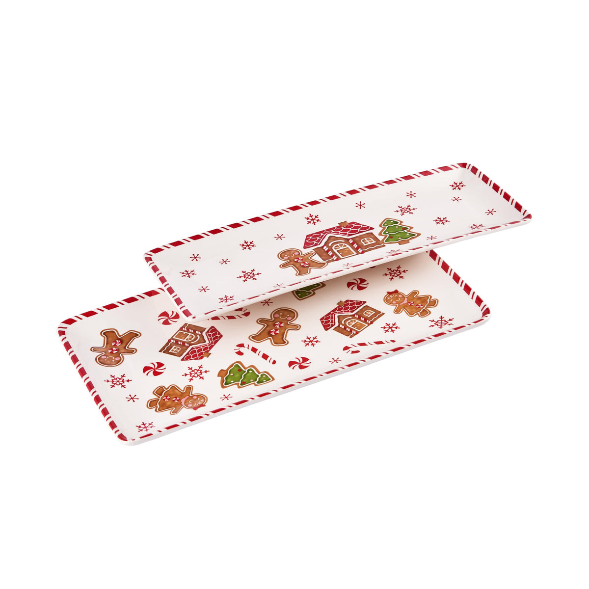 Bico Gingerbread Man 14-inch large rectangular ceramic platter for cheeses and appetizers, ideal for entertaining