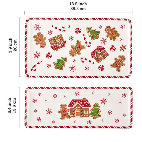 Bico Gingerbread Man 14-inch medium rectangular ceramic platter, perfect for salads and small bites