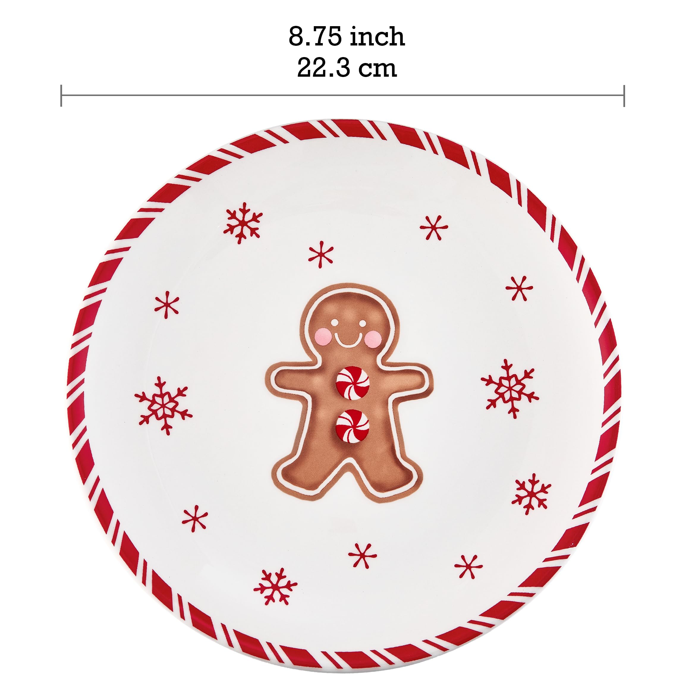Close-up of Bico gingerbread-man pattern on ceramic plates