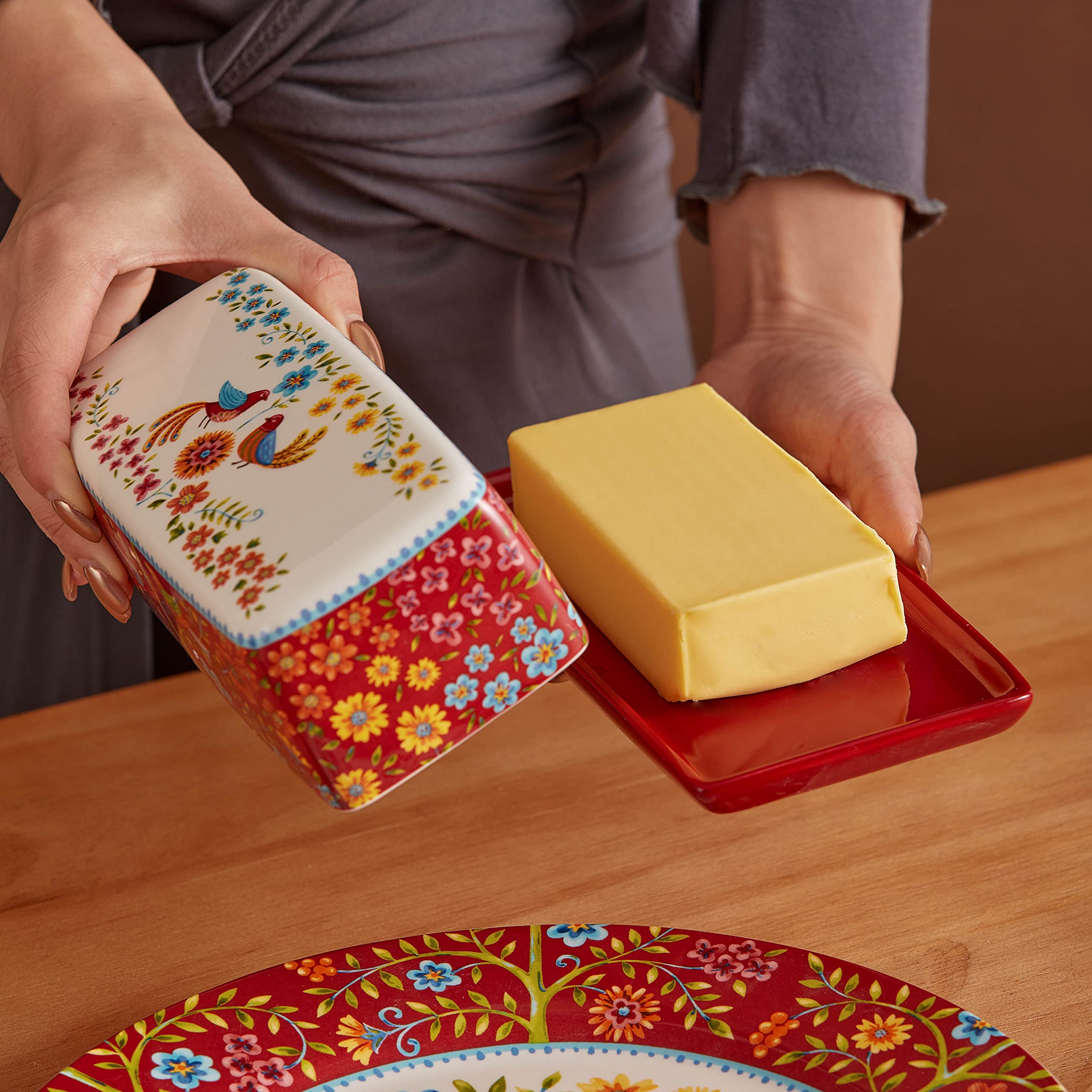 Bico ceramic butter dish with glossy glaze resists stains and cleans easily