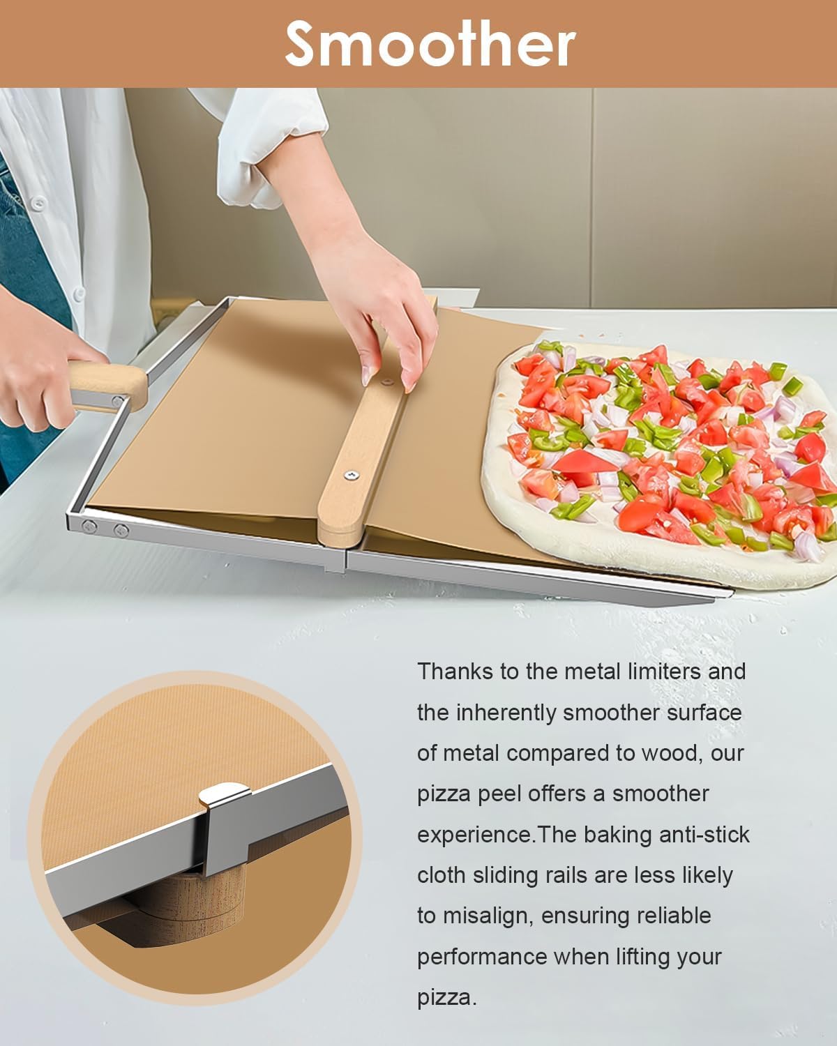 Biconimi 304 stainless steel pizza board delivers durability and warp resistance during high heat.