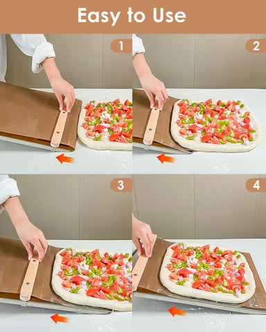 Pizza cutter wheel included for quick slicing after baking.