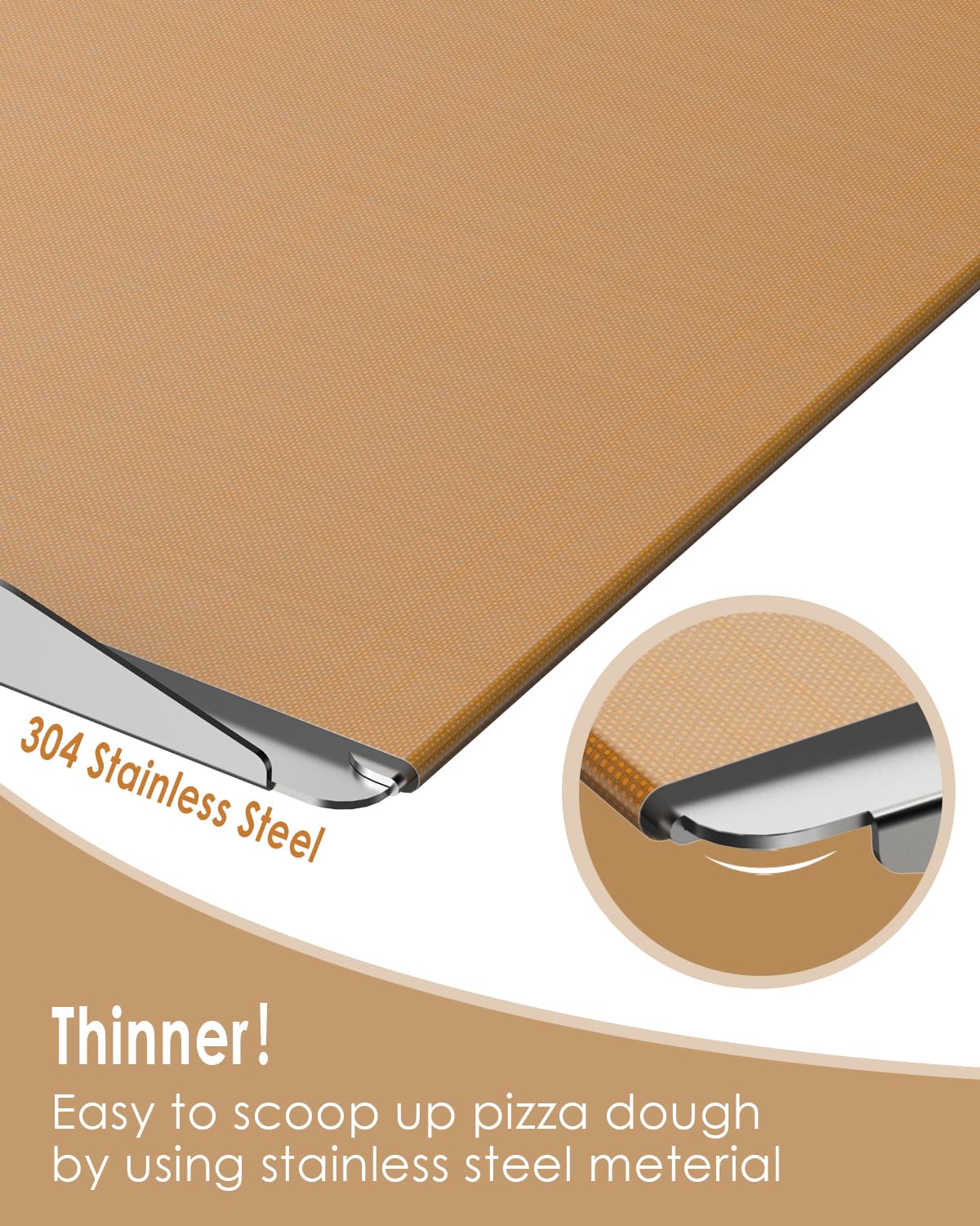Biconimi wood handle offers comfortable grip and safe distancing from the oven heat.