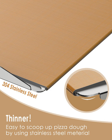 Biconimi wood handle offers comfortable grip and safe distancing from the oven heat.