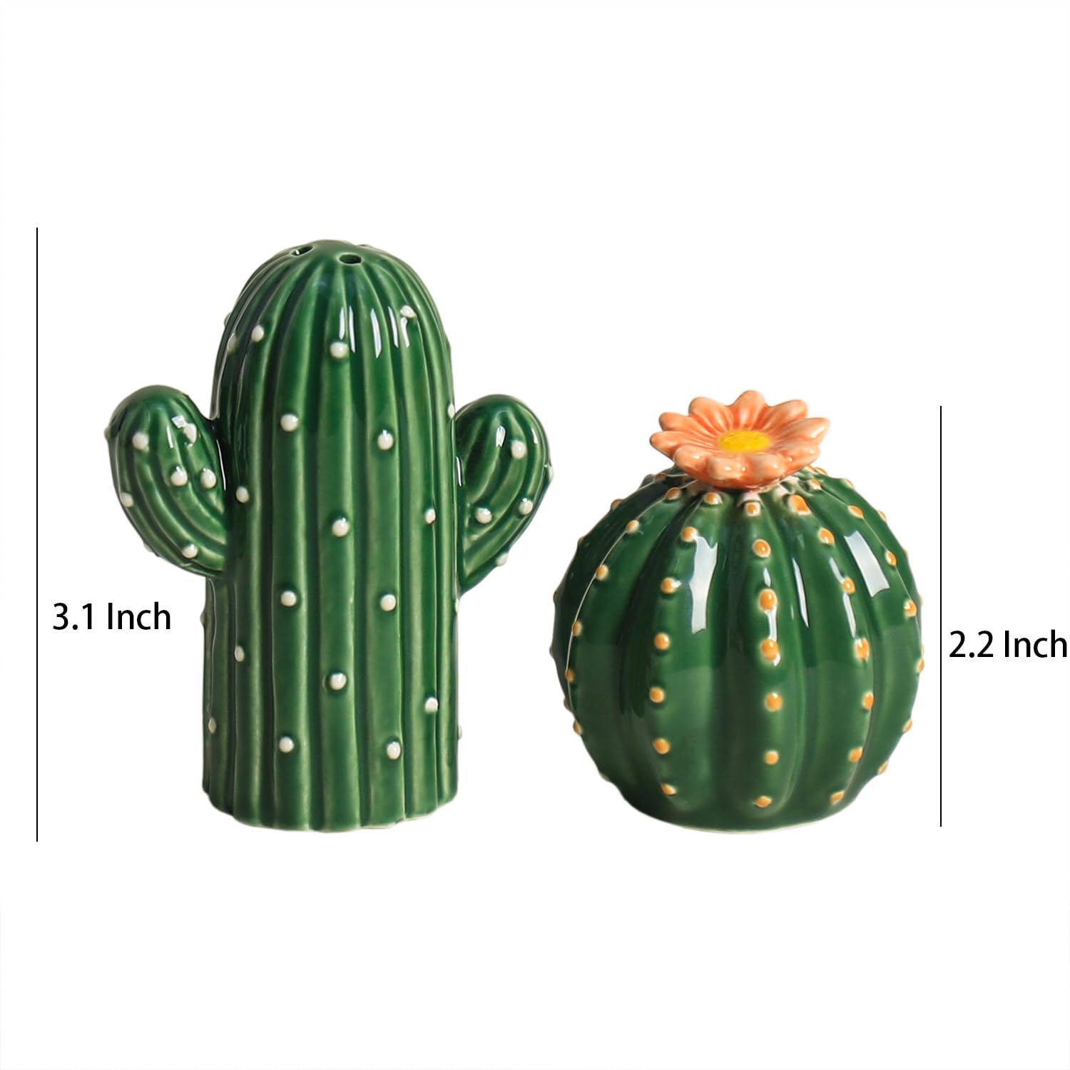 Bicuzat hand-painted cactus shakers with glossy glaze add playful charm to kitchens
