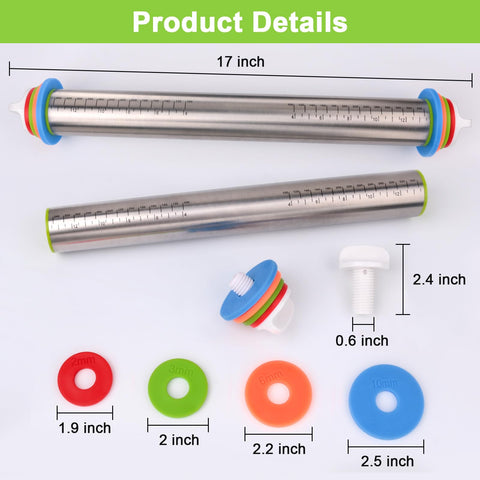 BIDFUL 17-inch stainless steel dough roller ready for pizzas and pastries