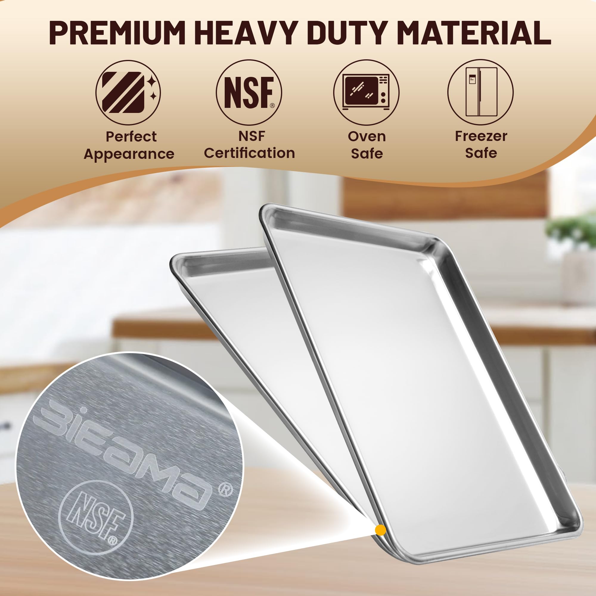 BIEAMA six-pack baking sheets providing ample surface for sheet-pan recipes.