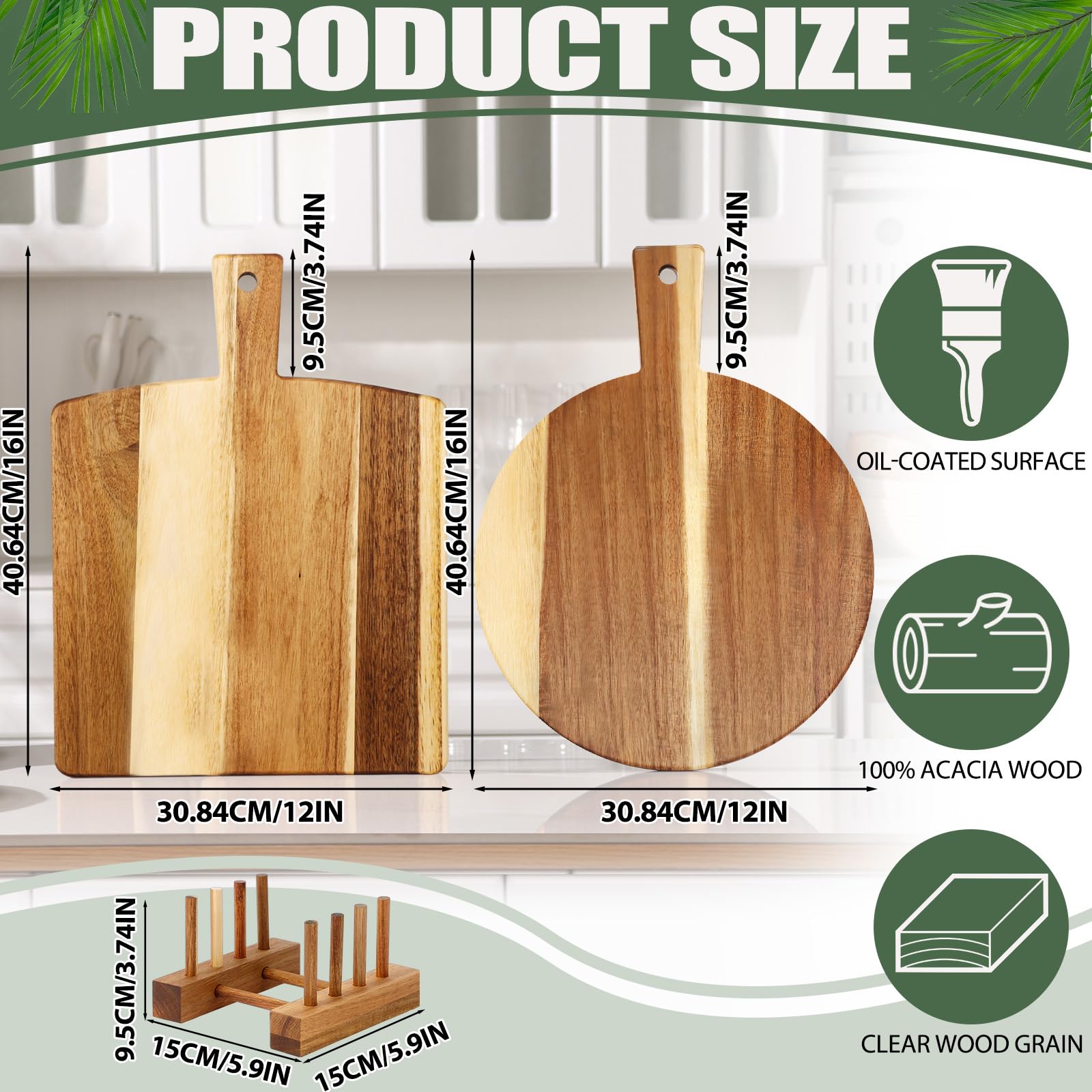BIEOFFEI acacia rectangular cutting board with stand for efficient meal prep