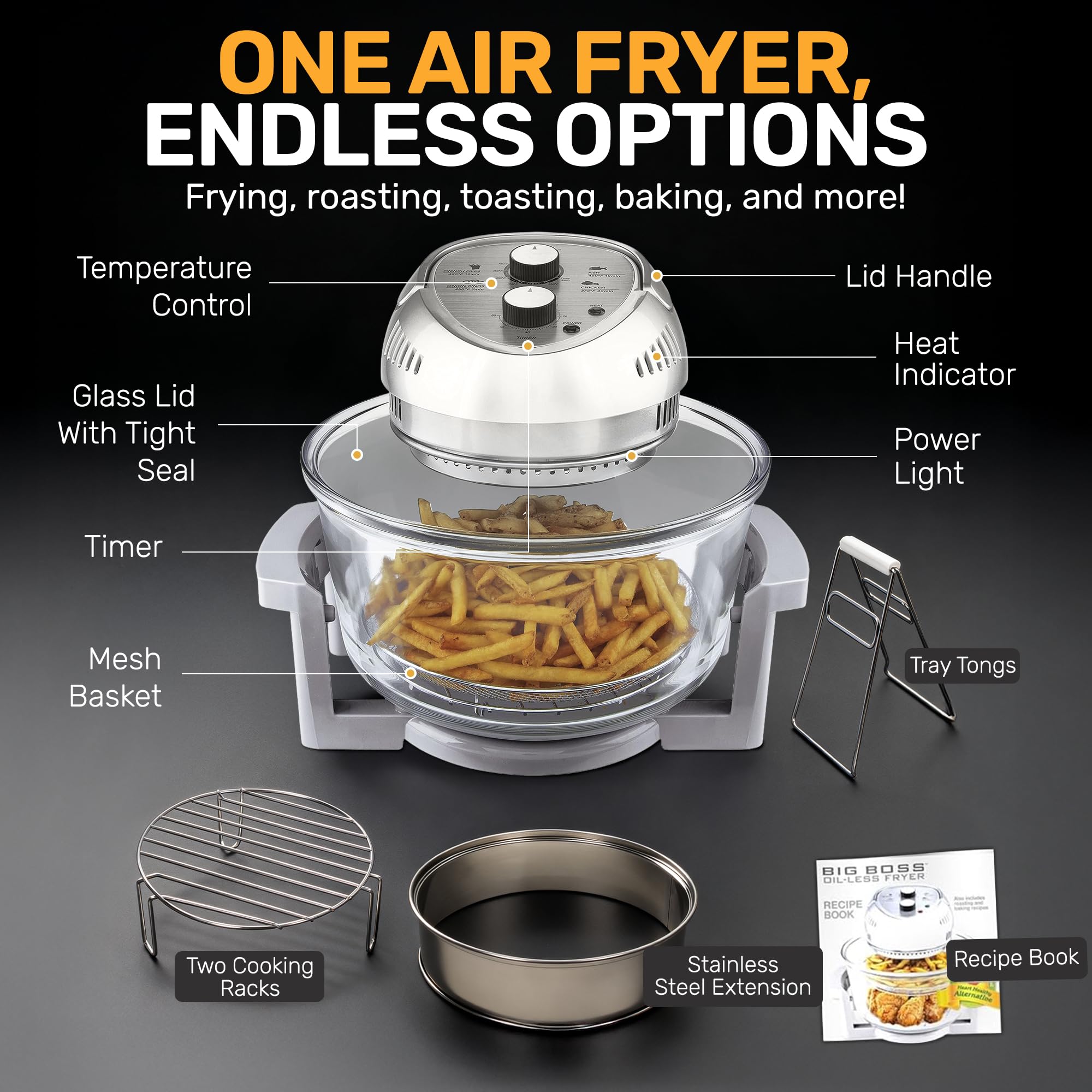 Big Boss 16Qt dishwasher-safe parts make post-cook cleanup easy.