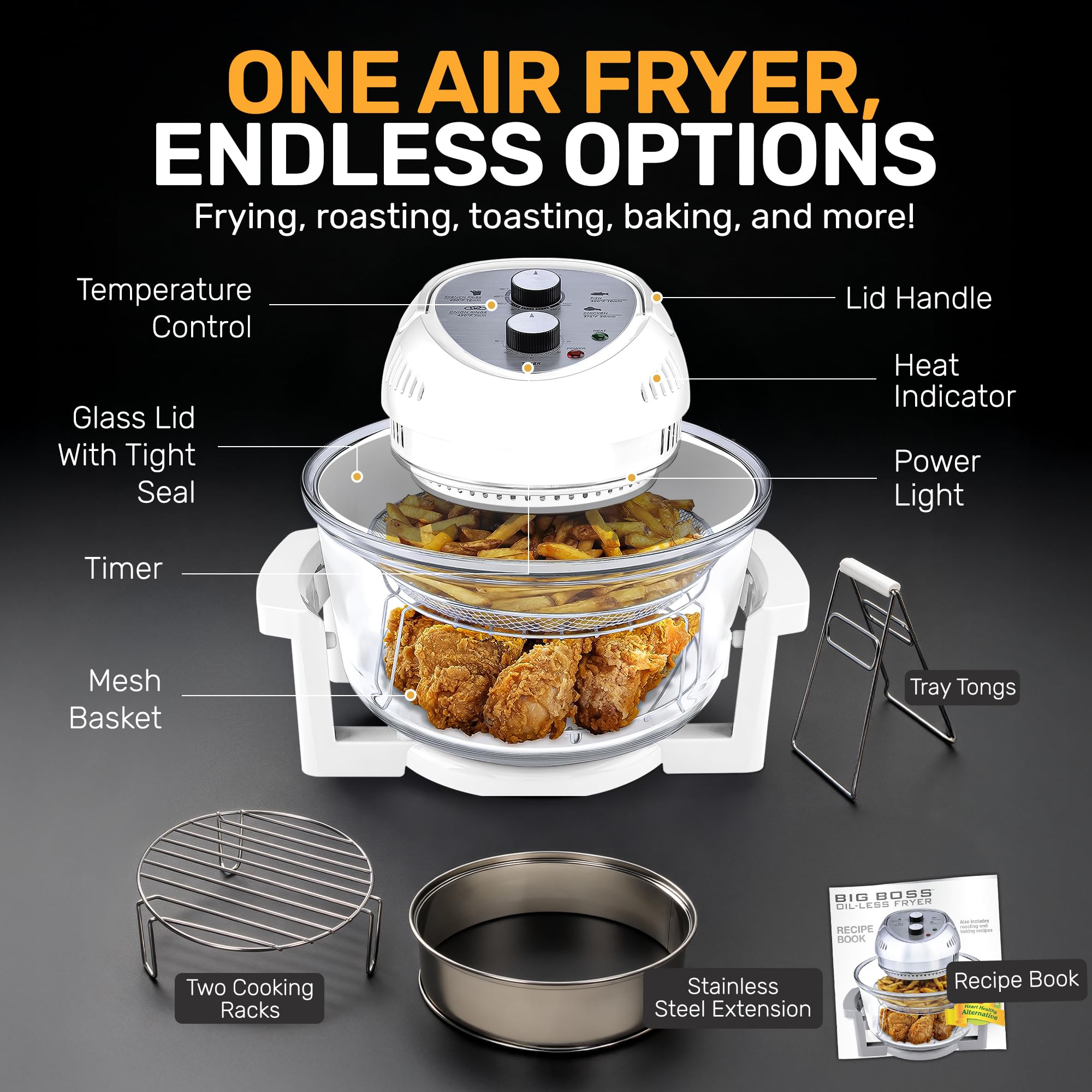 Big Boss dishwasher-safe racks and parts for easy cleanup