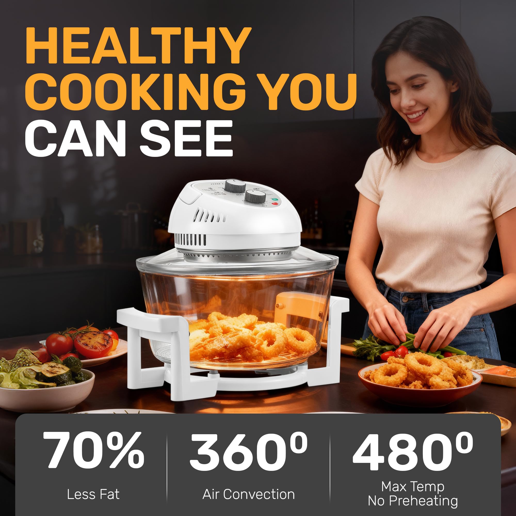 Big Boss 16Qt two-shelf setup enables cooking two foods at once