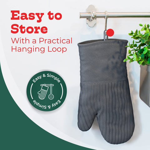Machine washable Big Red House mitts for simple cleanup after cooking.