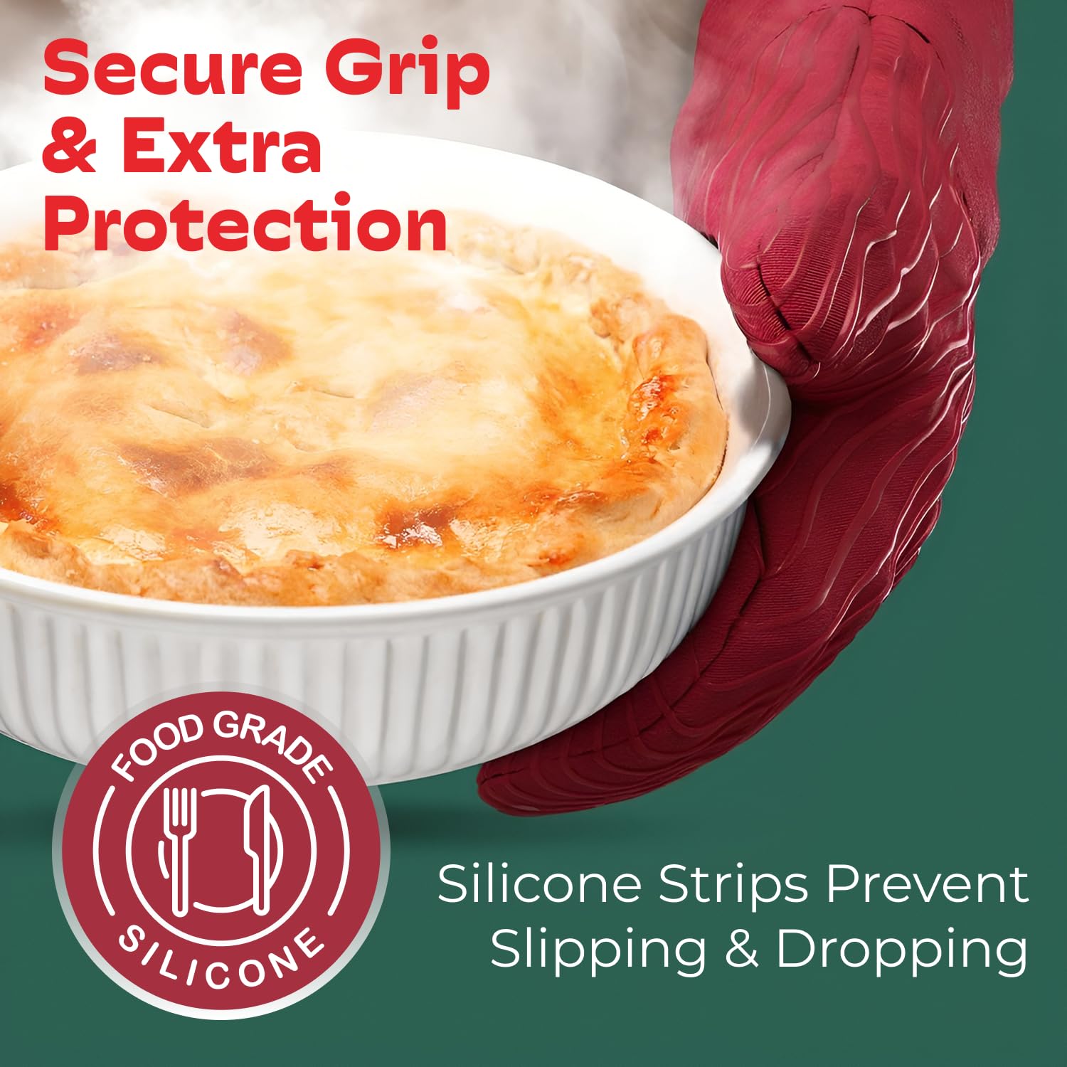 Big Red House 13-inch mitts offer full wrist protection during bakes