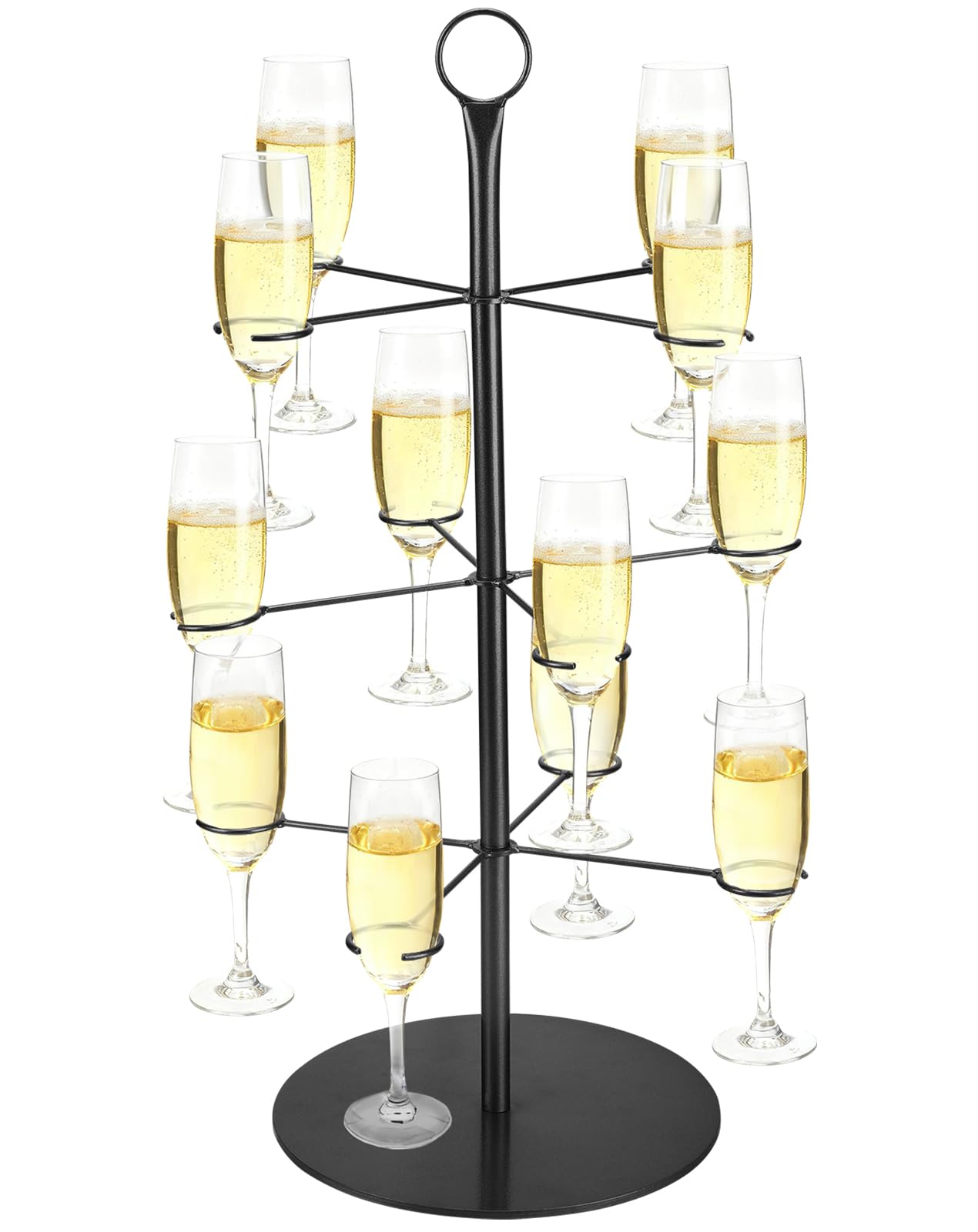 Biggun cocktail tree stand 3-tier top view shows sturdy metal framework for an elegant centerpiece.