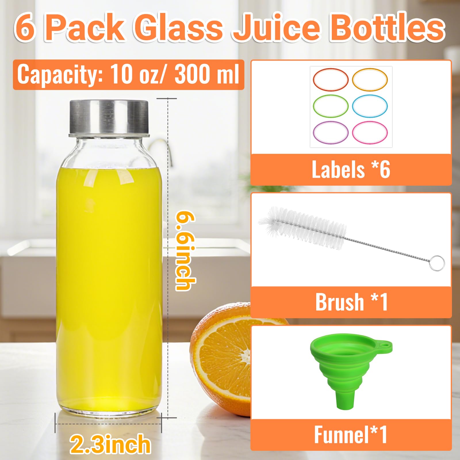 BIGIVACA glass bottle with stainless lid keeps juice fresh and secure.