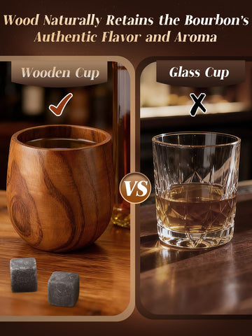 Bigmeta wooden glasses interior uncharred to preserve bourbon character