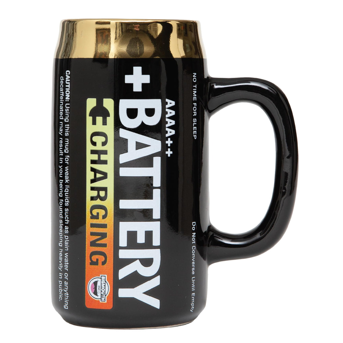 BigMouth Inc battery mug closeup showing bold design for cheerful mornings