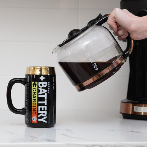 BigMouth Inc battery mug front view highlighting 18-ounce capacity