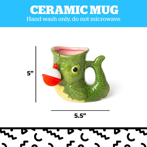 Durable ceramic BigMouth fish mug shown for everyday use.