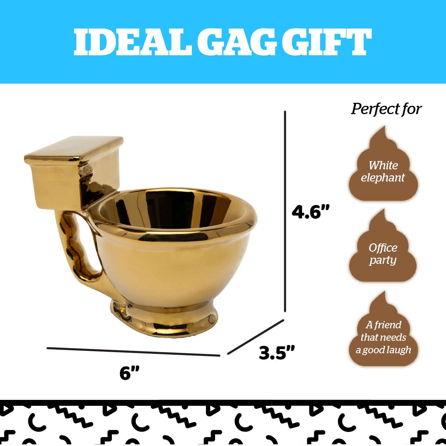 Easy-clean design of the BigMouth Inc Golden Toilet Mug after use.