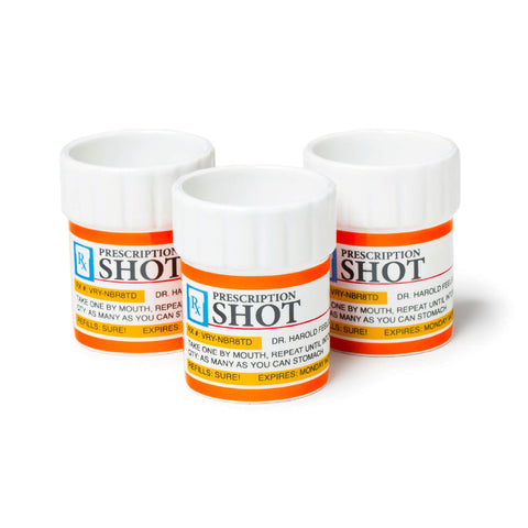 BigMouth Inc pill-bottle shot glasses, three-pack, ideal for playful party toasts