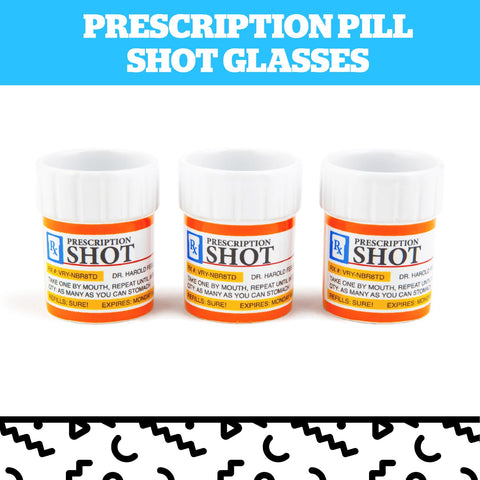 Close-up of BigMouth Inc pill-bottle shot glass, durable ceramic for lively gatherings