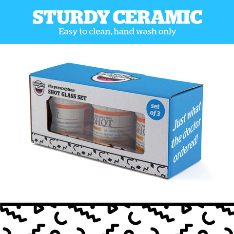 BigMouth Inc pill-bottle shot glasses serve as a humorous barware gift