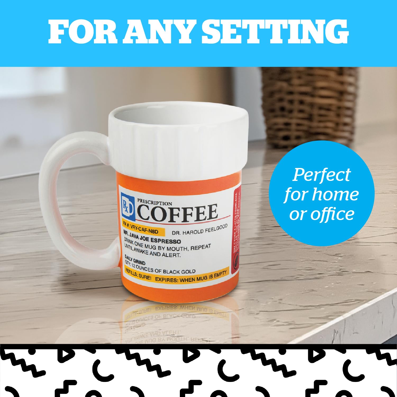 Gift-ready BigMouth Inc prescription mug suited for coworkers.