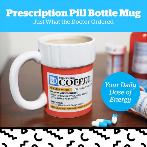 BigMouth Inc prescription mug in hand ready for daily caffeine boost.