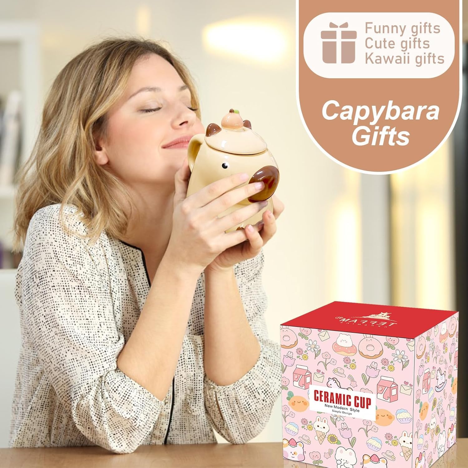 500ml capybara mug ideal for coffee, tea, or cocoa during relaxing moments.