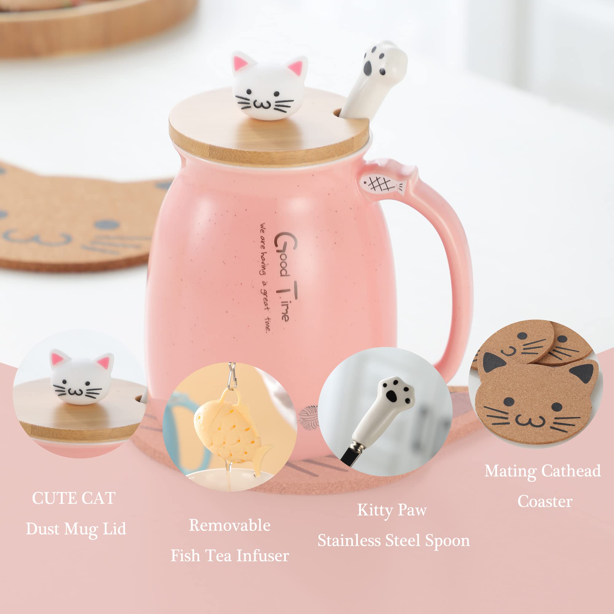 BigNoseDeer cat paw spoon accompanies mug for cute tea moments