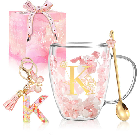 BigNoseDeer double-wall flower mug with spoon highlighting elegant dried flowers for a gift-ready moment