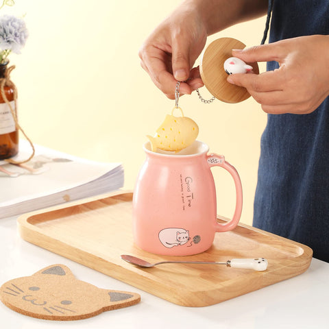 BigNoseDeer kawaii cat coaster adds playful desk decor