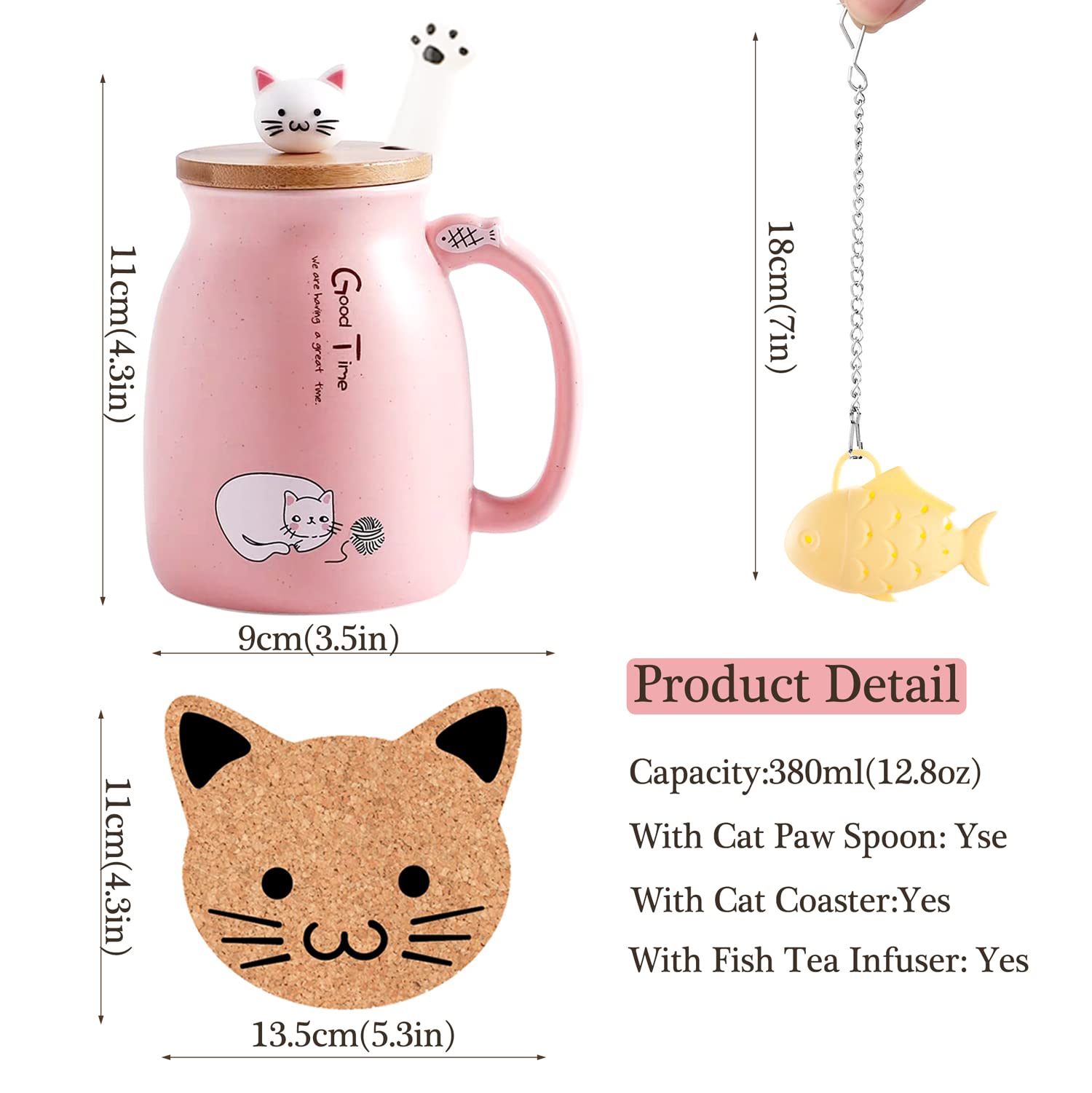 BigNoseDeer pink cat mug on desk adds cheerful decor