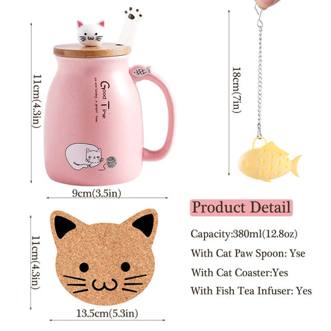 BigNoseDeer pink cat mug on desk adds cheerful decor