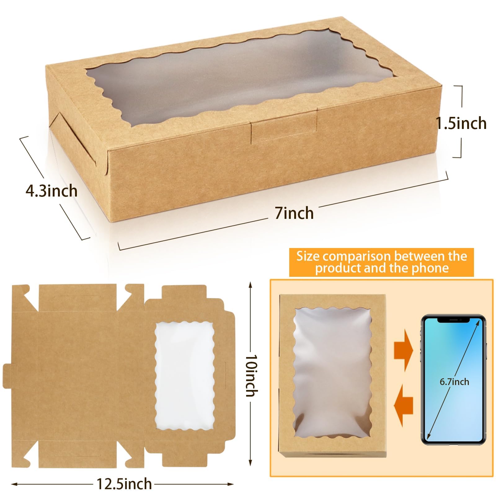 BILLIOTEAM kraft cookie box with clear window for elegant dessert presentation.