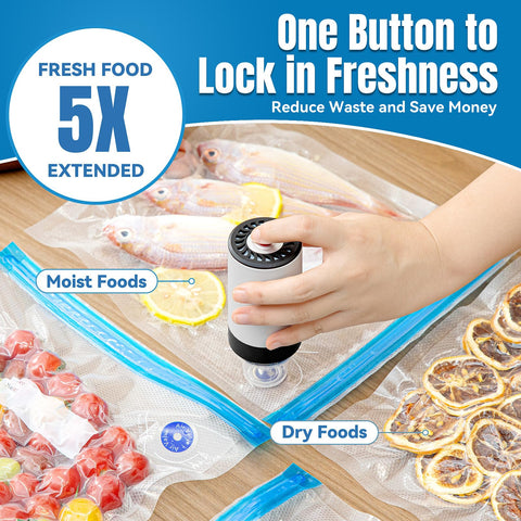 Billty vacuum sealer with 30 sous vide bags to extend freshness and reduce waste