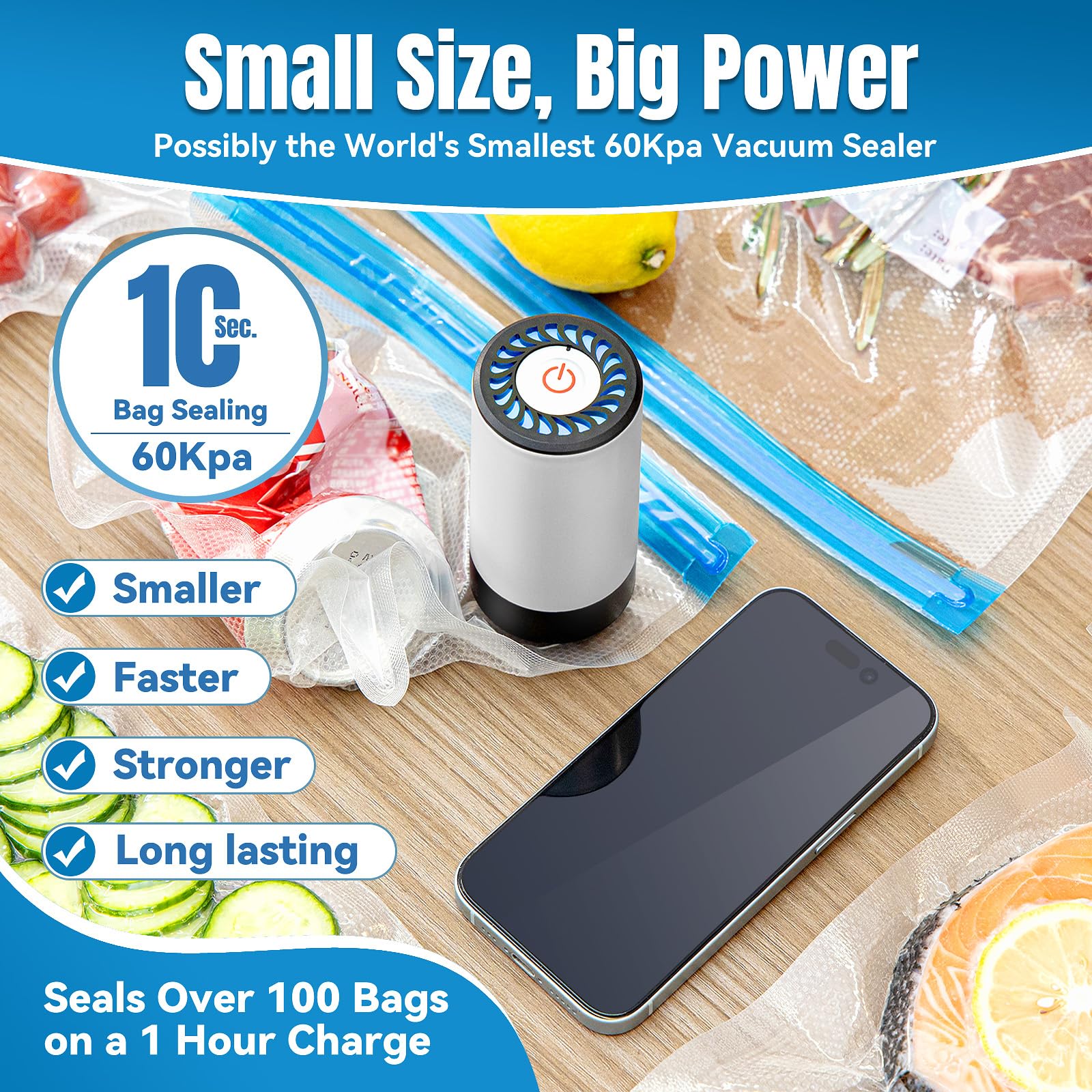 Billty sealer in action with one-button operation for fast preservation of foods