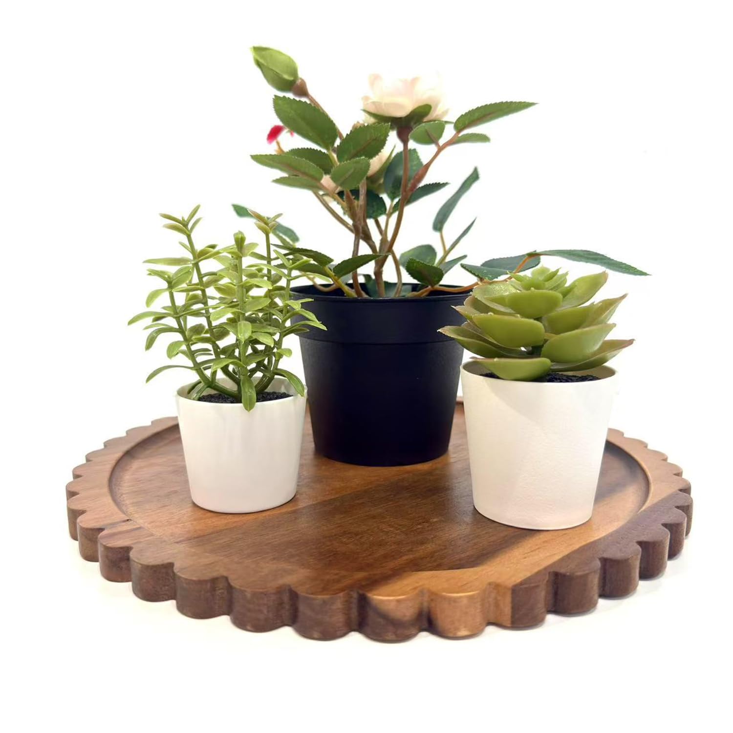 BILYSKEP round acacia tray featuring natural grain for coffee table decor.