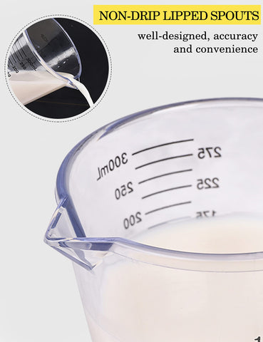BINGBING measuring cups feature a pour spout for mess-free transfers.