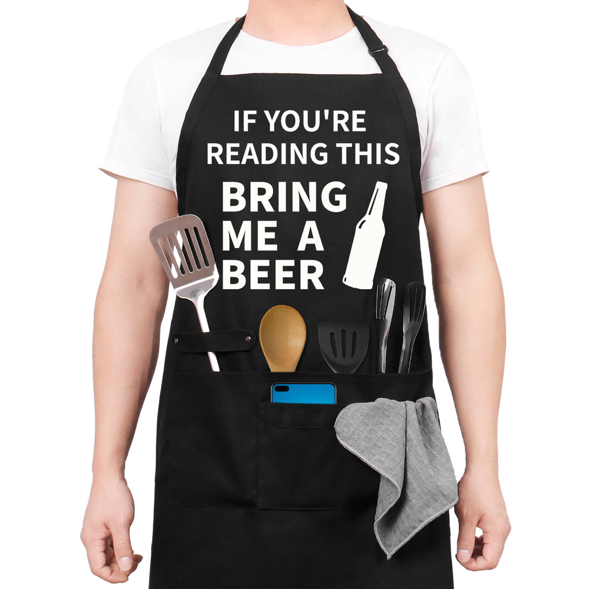 Binggle funny cooking apron with pockets keeps utensils within reach for quick prep
