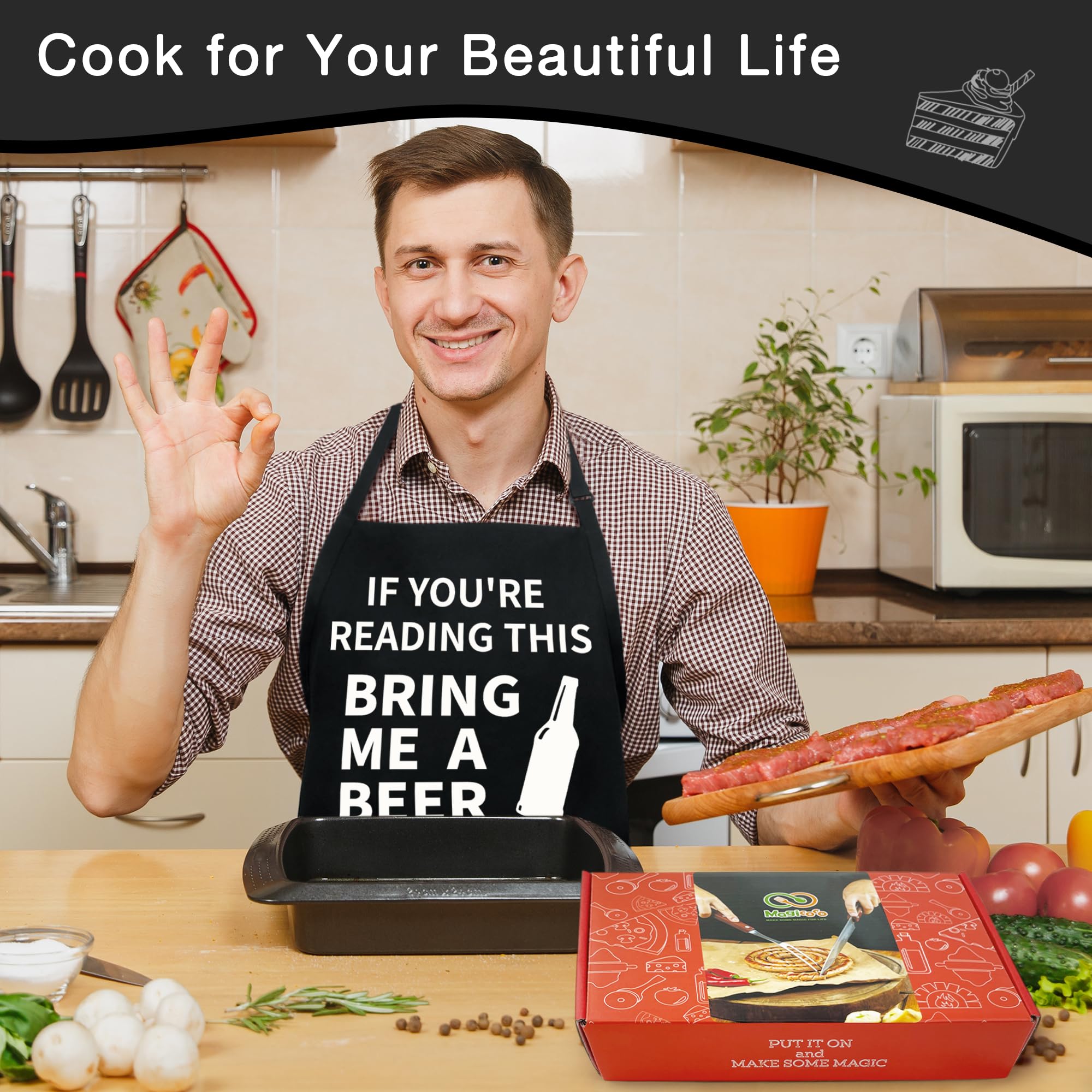 Binggle multi-pocket apron puts utensils and recipe cards at your fingertips